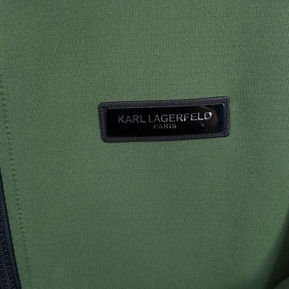 KARL LAGERFELD Track Jacket Mens Medium Green Side Stripe Zip Up Logo $149 - Picture 5 of 11